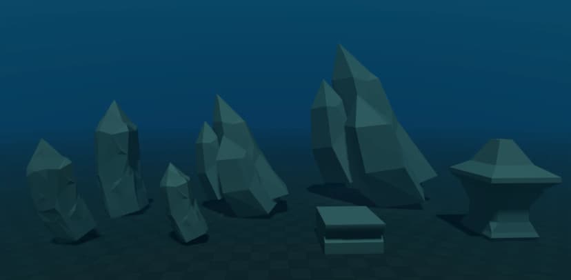 Low Poly Underwater Rock Formation