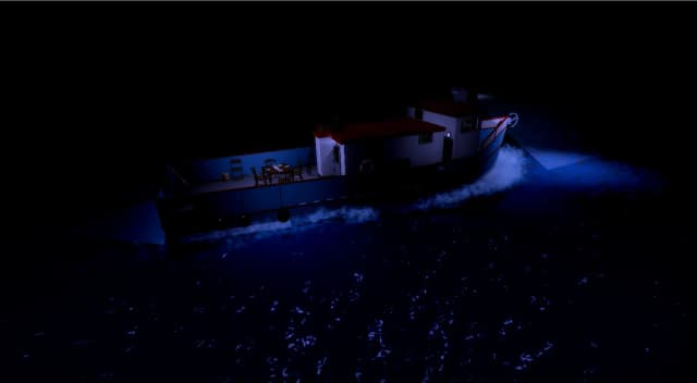 Boat in the middle of the Atlantic Ocean.