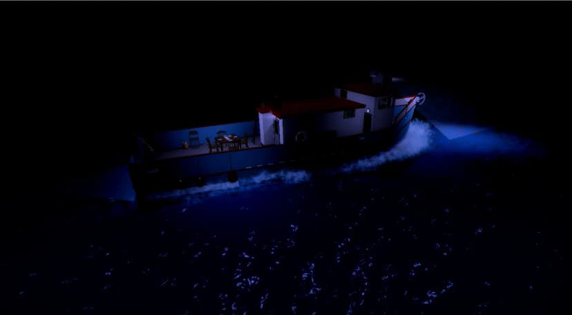 Boat in the middle of the Atlantic Ocean.