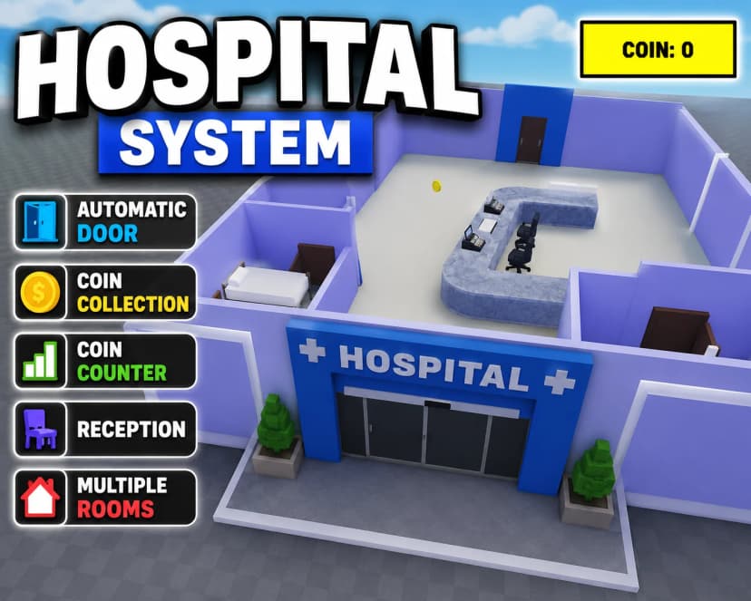 Beginner Hospital Build with Automatic Door & Coin System